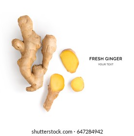 Creative layout made of ginger. Flat lay. Food concept. - Shutterstock ID 647284942