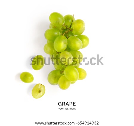 Creative layout made of green grape.  Flat lay. Food concept.