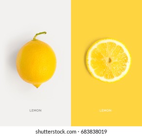 Creative Layout Made Of Lemon. Flat Lay. Food Concept.