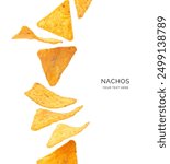 Creative layout made of nachos on the white background. Food concept. Macro concept.