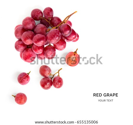 Creative layout made of red grape. Flat lay. Food concept.