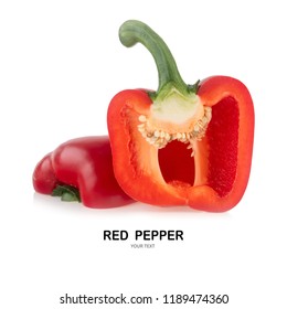 Creative layout made of Red pepper isolated on white background with clipping path.