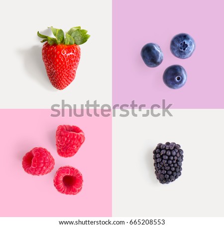Similar – Image, Stock Photo Blueberry pattern on pink and blue background