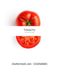 Creative Layout Made Of Tomato On The White Background. Flat Lay. Food Concept.