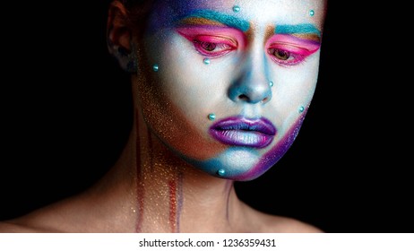 Creative Makeup Beauty Theme Beautiful Girl Stock Photo 1236359431 ...