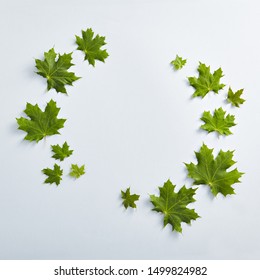 Creative maple leaves composition. Flat Lay wreath. Nature Top View