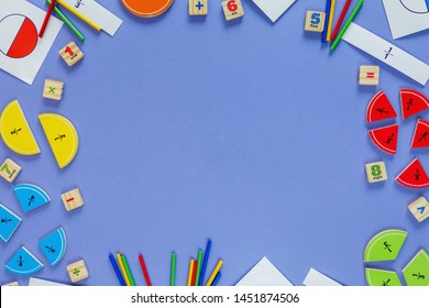 Creative Math Fractions On Violet Background Stock Photo 1451874506 ...