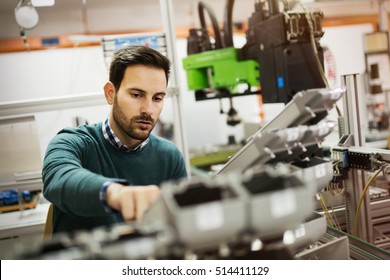 Creative mechanical engineer working on machines
