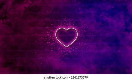 Creative neon light heart on a  fluorescent colored wall with graffiti splatter effect. Love themed concept. Visually energetic look. - Powered by Shutterstock