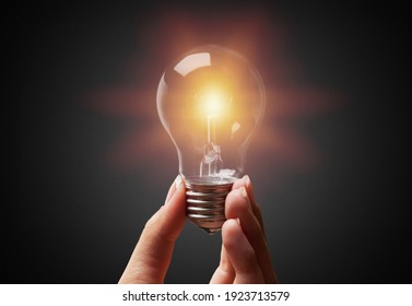 Creative new idea. The man is holding a light bulb.