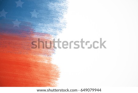 Creative paint-brush stokes. USA flag on white background. Patriotism concept