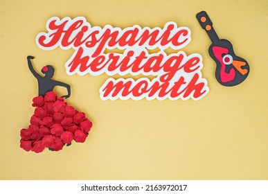 Creative Paper Craft Hispanic Heritage Month Flat Lay With Salsa Dancer And Guitar