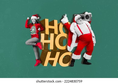 Creative photo 3d collage artwork poster postcard picture of happy people have fun enjoy winter atmosphere isolated on painting background - Powered by Shutterstock