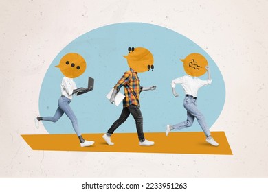 Creative photo 3d collage artwork poster of young people move business affair conference conversation isolated on painting background - Powered by Shutterstock