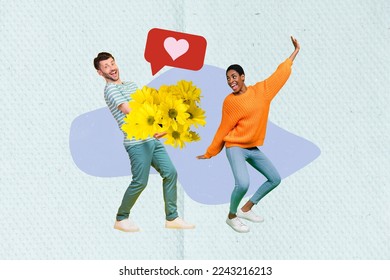Creative photo 3d collage artwork poster postcard happy people time together greeting 8 march birthday isolated painting background