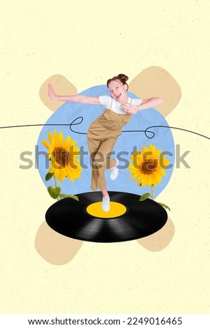 Creative photo 3d collage artwork poster postcard of crazy funky lady celebrating Ukraine win in war isolated on painting background
