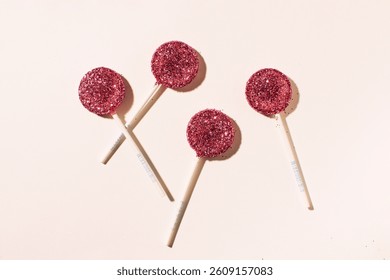 Creative, pink candy layout. Disco nostalgia.