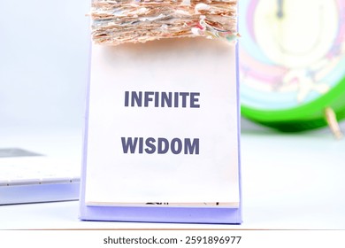 A creative representation of infinite wisdom displayed prominently in a modern workspace, emphasizing education in business and finance concepts with vibrant decor.
