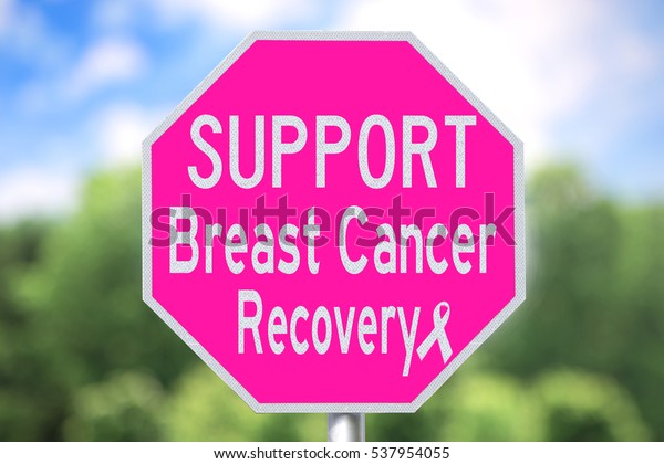 Creative Sign - Support Breast Cancer Recovery\
and Pink Ribbon for\
Awareness
