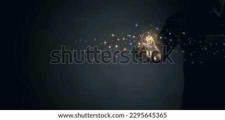 Creative solution or idea landing page template for an ad agency with light bulbs, abstract geometric shapes, colorful bulbs, and twinkling lights coming out of the screen.