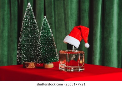 Creative still life with cologne in Christmas decorations - Powered by Shutterstock