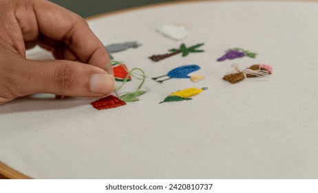 Creative Stitching: Women's Handcrafted Patterns with Embroidery Hoop