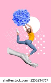 Creative surreal template collage of mini lady cheerleader sport support enjoy 8 march 14 february celebration gifts - Shutterstock ID 2256234767
