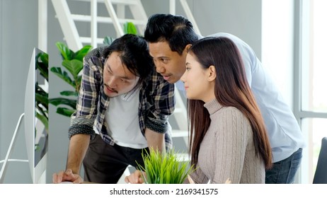 Creative Team Discussing About Work At Office, Small Bussiness Teamwork Planing Business Strategy, Office Life