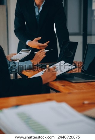 Creative team discussing about work at office, Small bussiness teamwork planing business strategy, office life