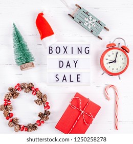 Happy Boxing Day Messages, Wishes, Quotes, And Images 76 Creative Top view flat lay promotion composition Boxing day sale text on lightbox white background copy space Template Boxing day sale mockup winter christmas seasonal offer promotion advertising