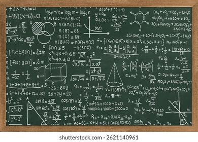 Creative vector illustration of math equation, mathematical, arithmetic, physics formulas background. Art design screen, blackboard template. Abstract concept graphic element