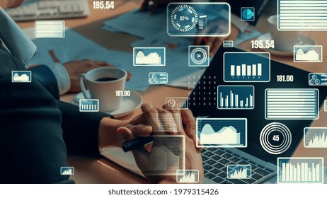 Creative visual of business data analyzing technology . Concept of digital data for marketing analysis and investment decision making .