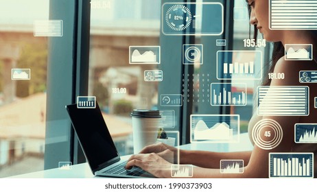Creative visual of business data analyzing technology . Concept of digital data for marketing analysis and investment decision making .