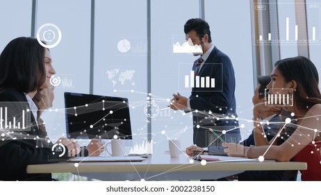 Creative visual of business data analyzing technology . Concept of digital data for marketing analysis and investment decision making .