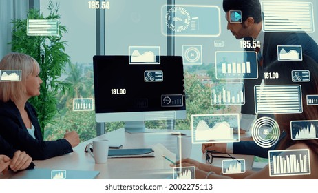 Creative visual of business data analyzing technology . Concept of digital data for marketing analysis and investment decision making .