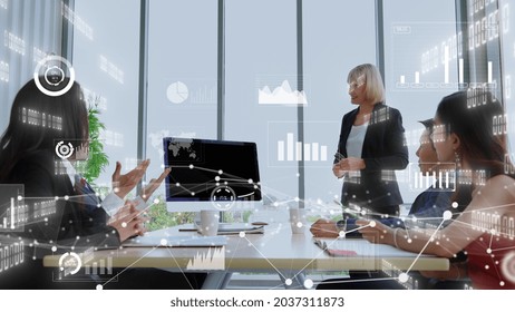 Creative visual of business data analyzing technology . Concept of digital data for marketing analysis and investment decision making .