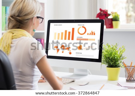 Creative woman working with computer in the office
