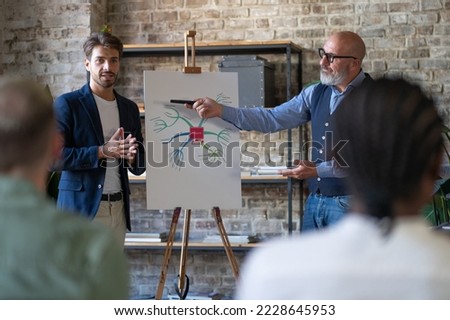 Creative work team discussing a website tree pointing to a mind map with site content tree on a whiteboard - businesspeople brainstorming and community teamwork lifestyle concept