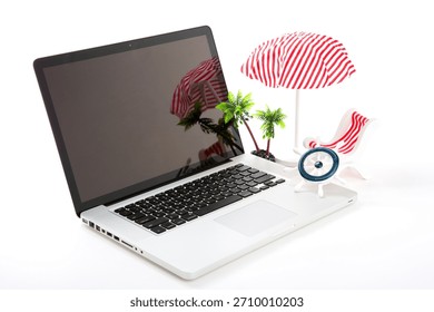 Creative workspace with beach elements adds fun to remote working environment