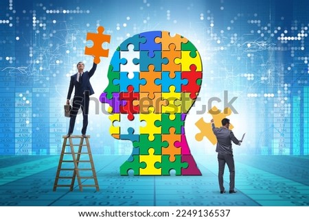 Creativity concept with head made of jigsaw pieces