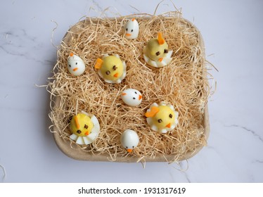 Creativity with Easter Eggs. Handcrafted Animated Chicken Shape Paschal Eggs. Decorated to commemorates this festival - Shutterstock ID 1931317619