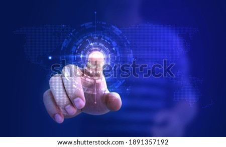 
Creativity and imagination touch the future world technology.