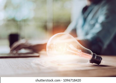 Creativity and innovative are keys to success.Concept of new idea and innovation with light bulbs. - Shutterstock ID 1096718420