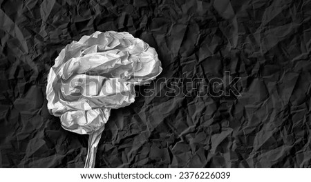 Creativity And Intelligence Symbol and Emotional health or psychological wellness or cognitive brain fitness as mood disorder or psychology and psychiatry disease as crumpled paper.