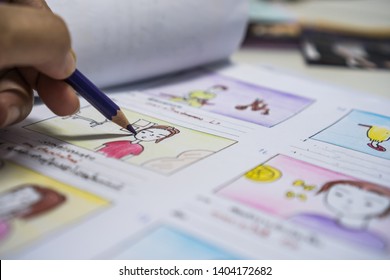 Creator  Storyboard Or Storytelling Drawing Creative For Movie Process Pre-production Media Films Script For Video Editors, Development Cartoon Illustration Animation For Production Shooting