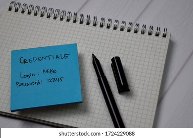 Credentials, Login and Password write on sticky notes isolated on office desk - Shutterstock ID 1724229088