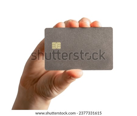 Credit bank card mockup in hand isolated on white