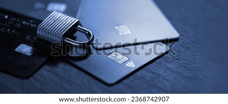 Credit card data security concept with padlock