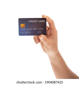 Credit Card In Hand Isolated On White Background