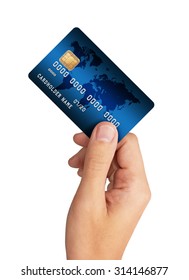 Credit Card In Hand, Isolated On White Background